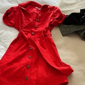 Veronica Beard Red Button-Down Dress